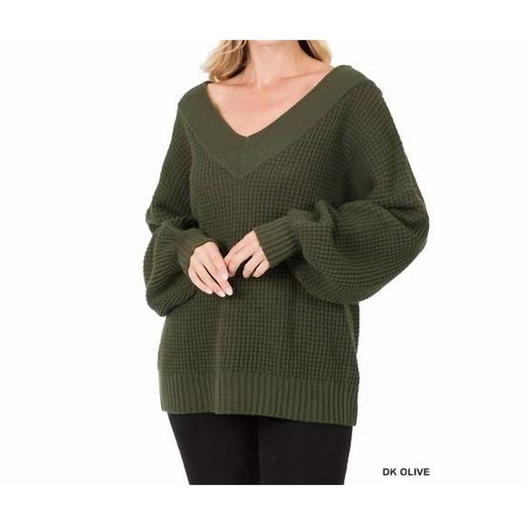 Zenana Washed 3/4 Sleeve Boxy Sweater